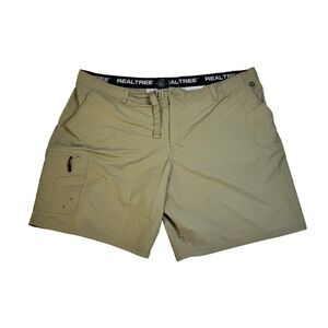 Realtree Fishing Mens Khaki Cargo Shorts Size 3XL 48/50 Stretch Nylon Outdoor